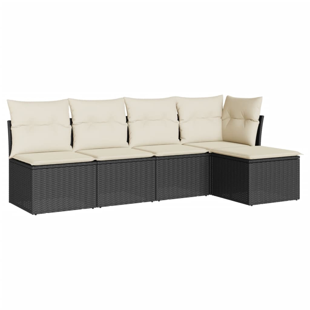 Set mobilier de grădină cu perne, 5 piese, negru, poliratan GartenMobel Dekor