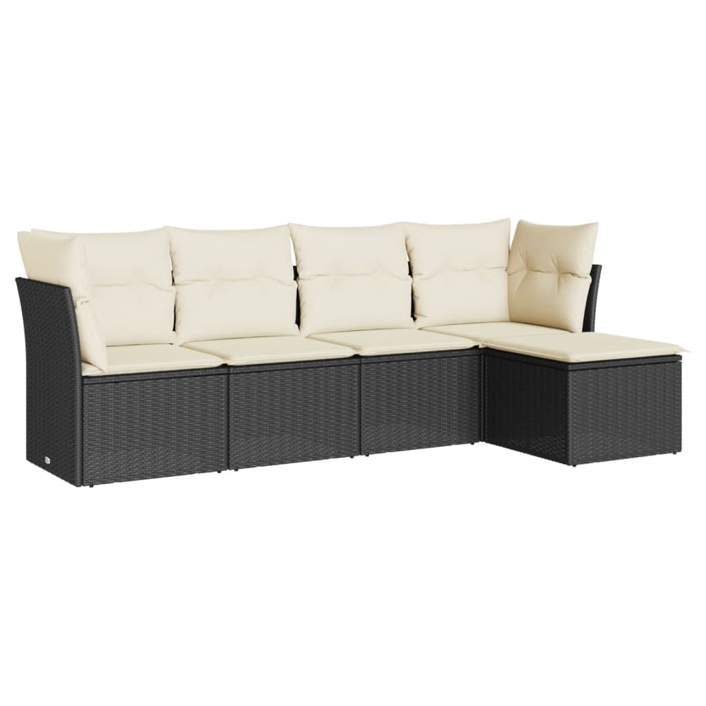 Set mobilier de grădină cu perne, 5 piese, negru, poliratan GartenMobel Dekor