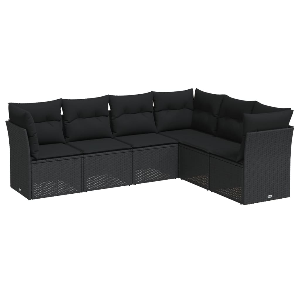 Set mobilier de grădină cu perne, 6 piese, negru, poliratan GartenMobel Dekor
