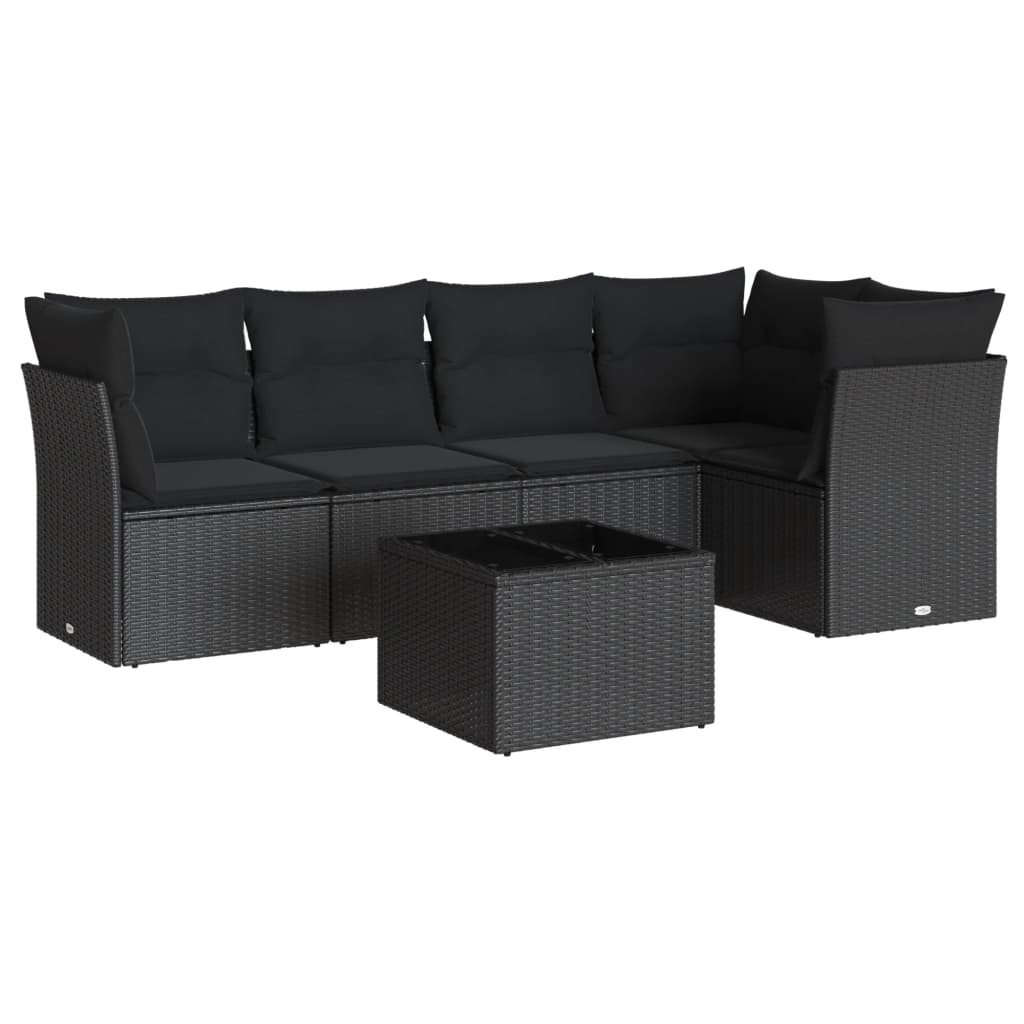 Set mobilier de grădină cu perne, 6 piese, negru, poliratan GartenMobel Dekor
