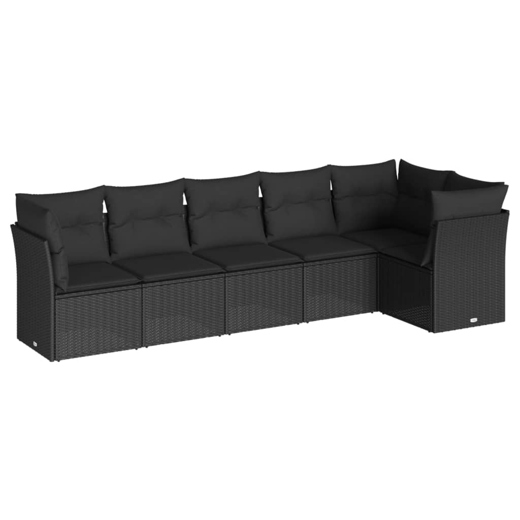 Set mobilier de grădină cu perne, 6 piese, negru, poliratan GartenMobel Dekor