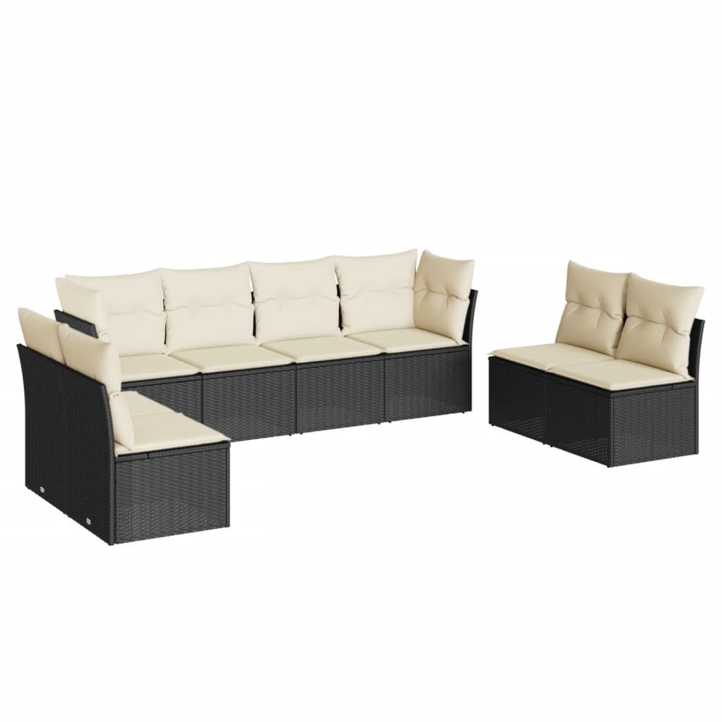 Set mobilier de grădină cu perne, 8 piese, negru, poliratan GartenMobel Dekor