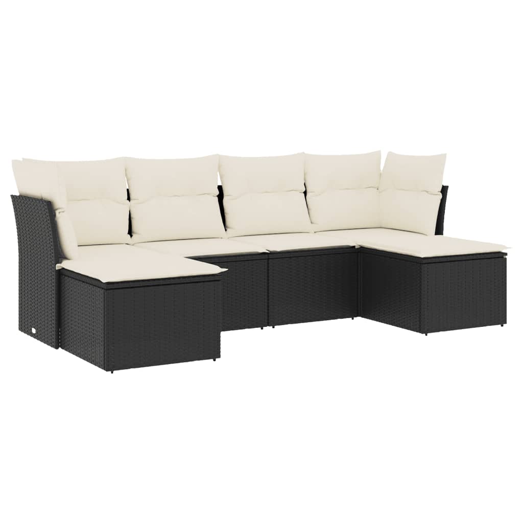 Set mobilier de grădină cu perne, 6 piese, negru, poliratan GartenMobel Dekor