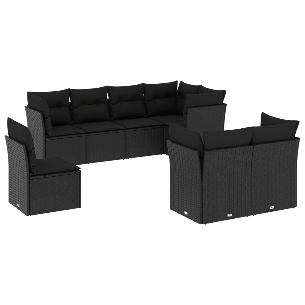 Set mobilier de grădină cu perne, 8 piese, negru, poliratan GartenMobel Dekor