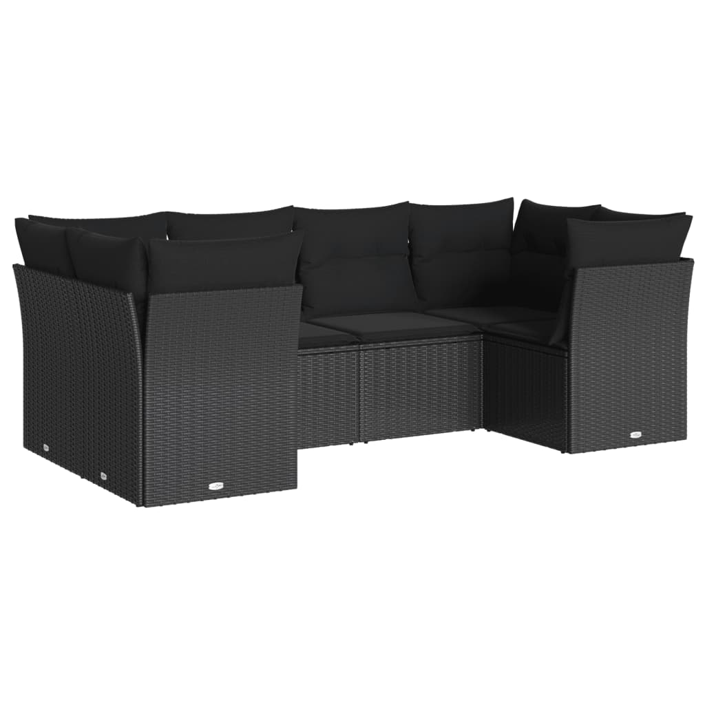 Set mobilier de grădină cu perne, 6 piese, negru, poliratan GartenMobel Dekor