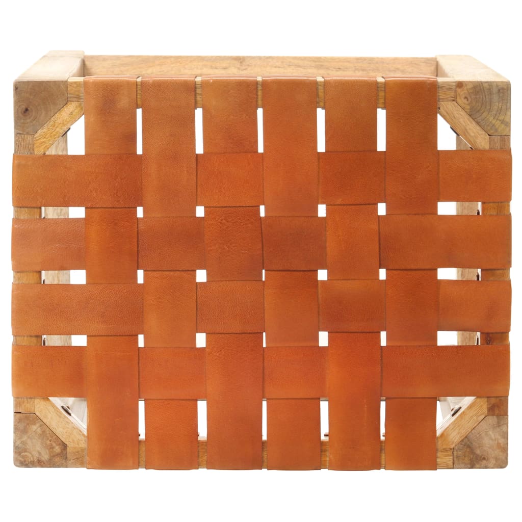 Scaune de bar, 2 buc., maro, 60 cm, piele naturală GartenMobel Dekor