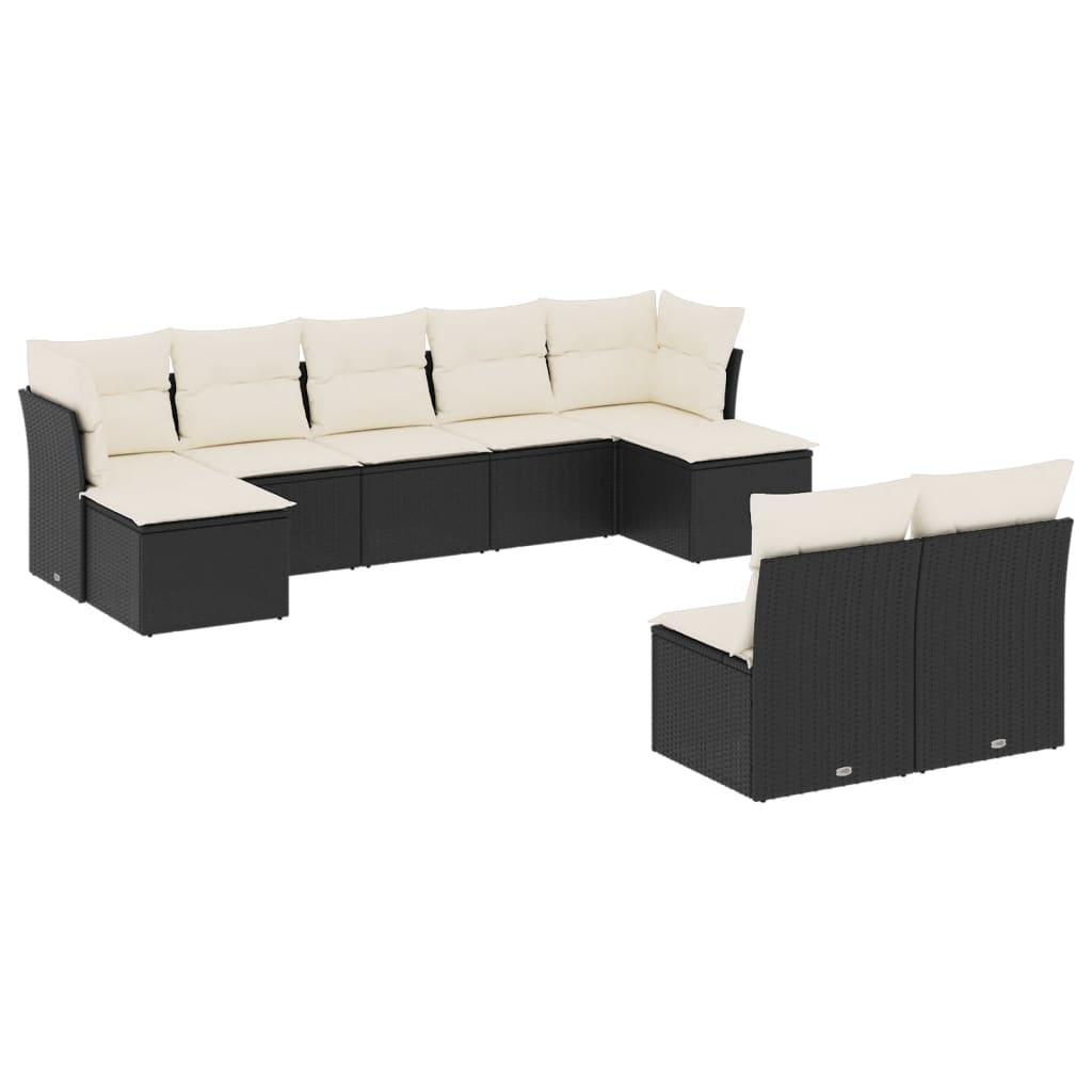 Set mobilier de grădină cu perne, 9 piese, negru, poliratan GartenMobel Dekor
