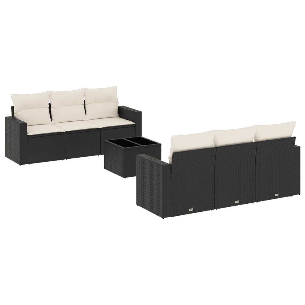 Set canapele de grădină cu perne, 7 piese, negru, poliratan GartenMobel Dekor