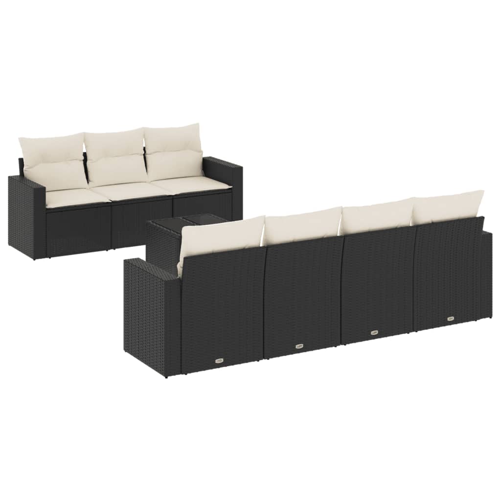 Set mobilier de grădină cu perne, 8 piese, negru, poliratan GartenMobel Dekor