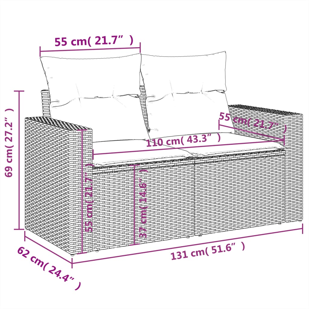 Set mobilier de grădină cu perne, 5 piese, negru, poliratan GartenMobel Dekor