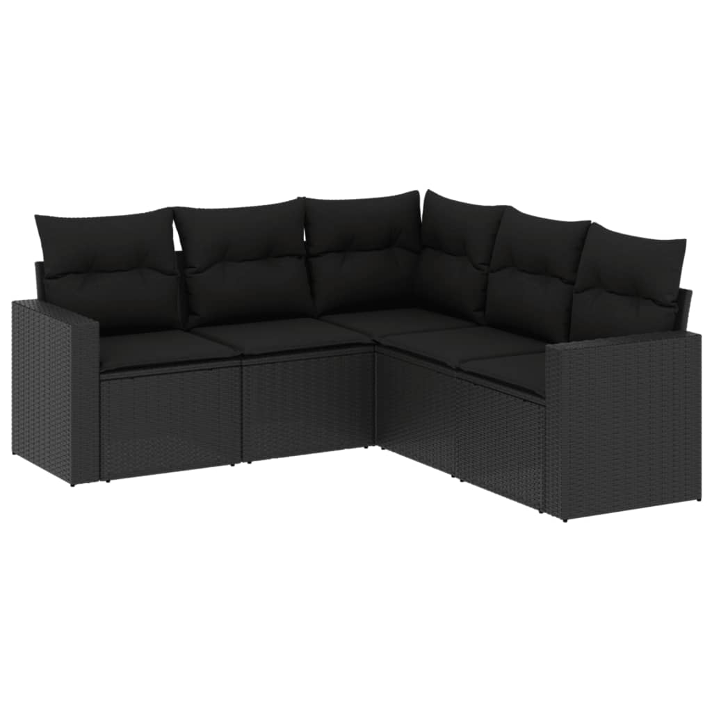 Set mobilier de grădină cu perne, 5 piese, negru, poliratan GartenMobel Dekor