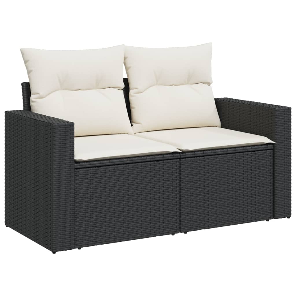 Set mobilier de grădină cu perne, 9 piese, negru, poliratan GartenMobel Dekor