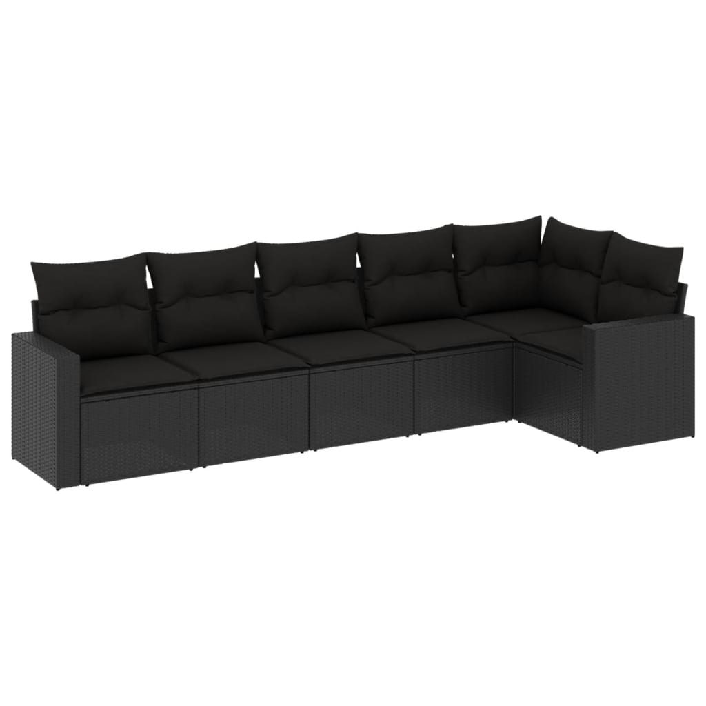 Set mobilier de grădină cu perne, 6 piese, negru, poliratan GartenMobel Dekor