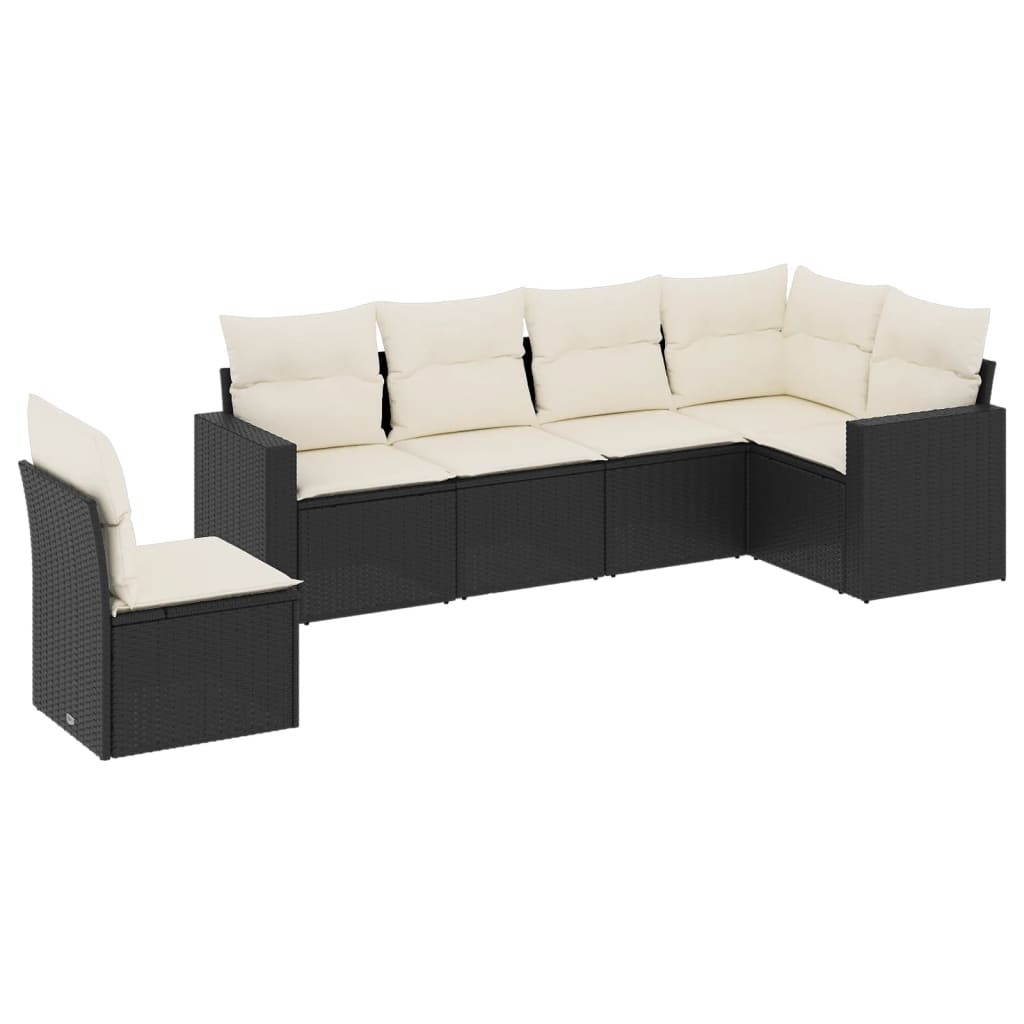 Set mobilier de grădină cu perne, 6 piese, negru, poliratan GartenMobel Dekor