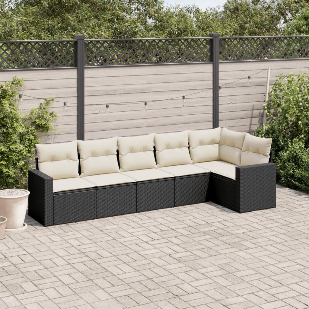 Set mobilier de grădină cu perne, 6 piese, negru, poliratan GartenMobel Dekor