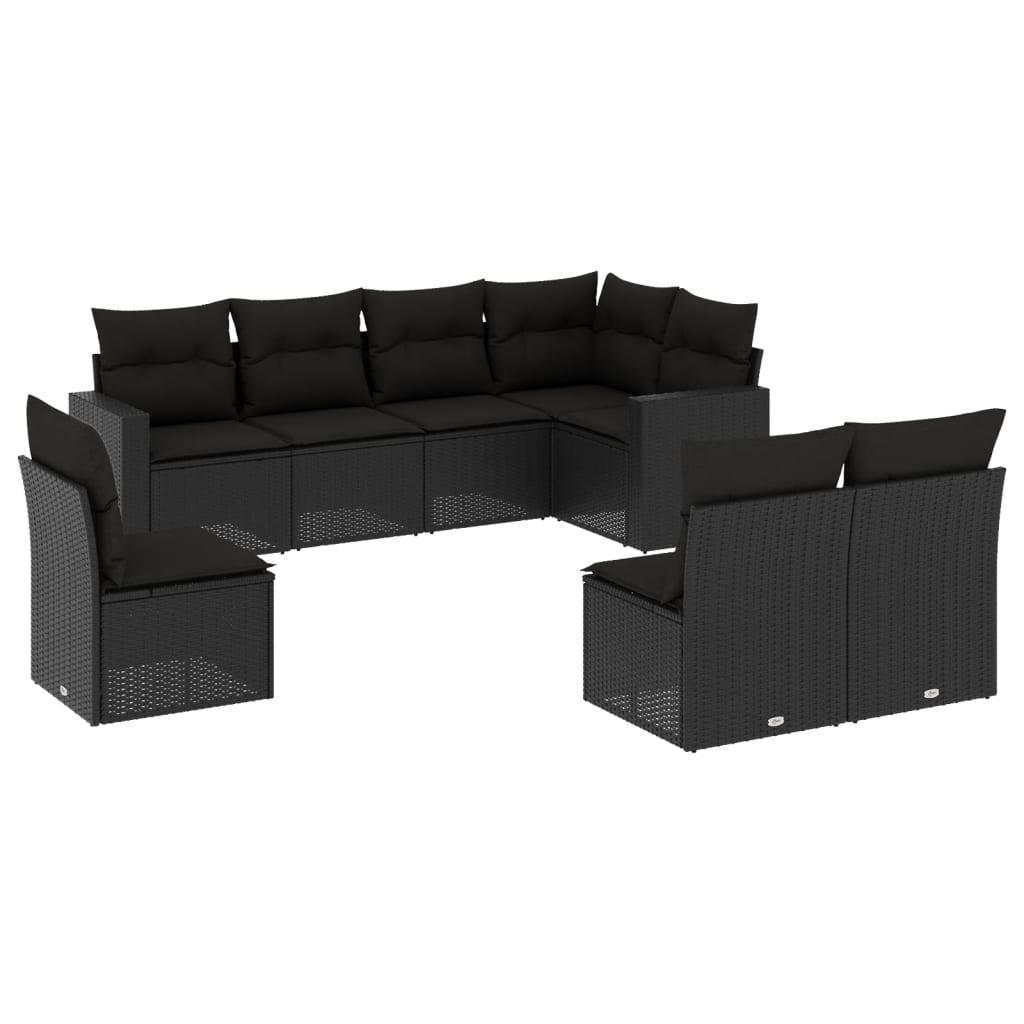 Set mobilier de grădină cu perne, 8 piese, negru, poliratan GartenMobel Dekor
