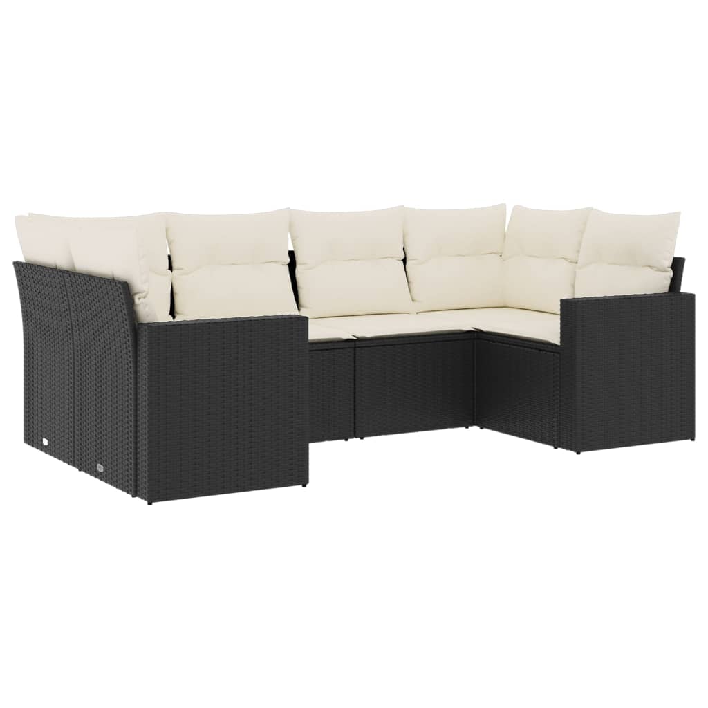 Set mobilier de grădină cu perne, 6 piese, negru, poliratan GartenMobel Dekor
