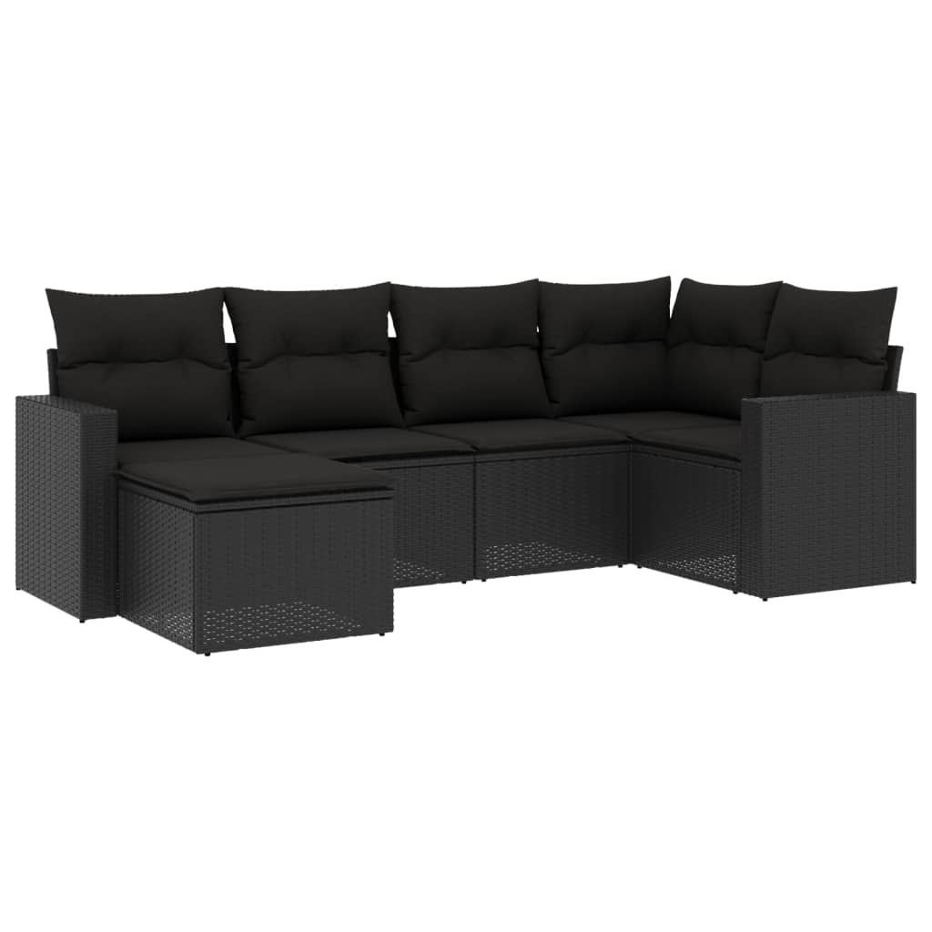 Set mobilier de grădină cu perne, 6 piese, negru, poliratan GartenMobel Dekor
