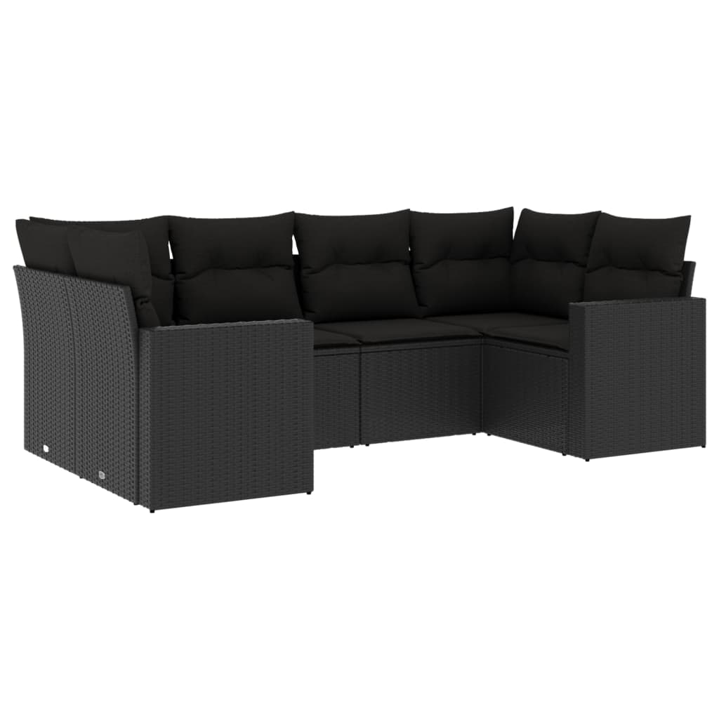 Set mobilier de grădină cu perne, 6 piese, negru, poliratan GartenMobel Dekor