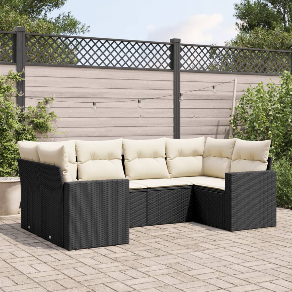 Set mobilier de grădină cu perne, 6 piese, negru, poliratan GartenMobel Dekor