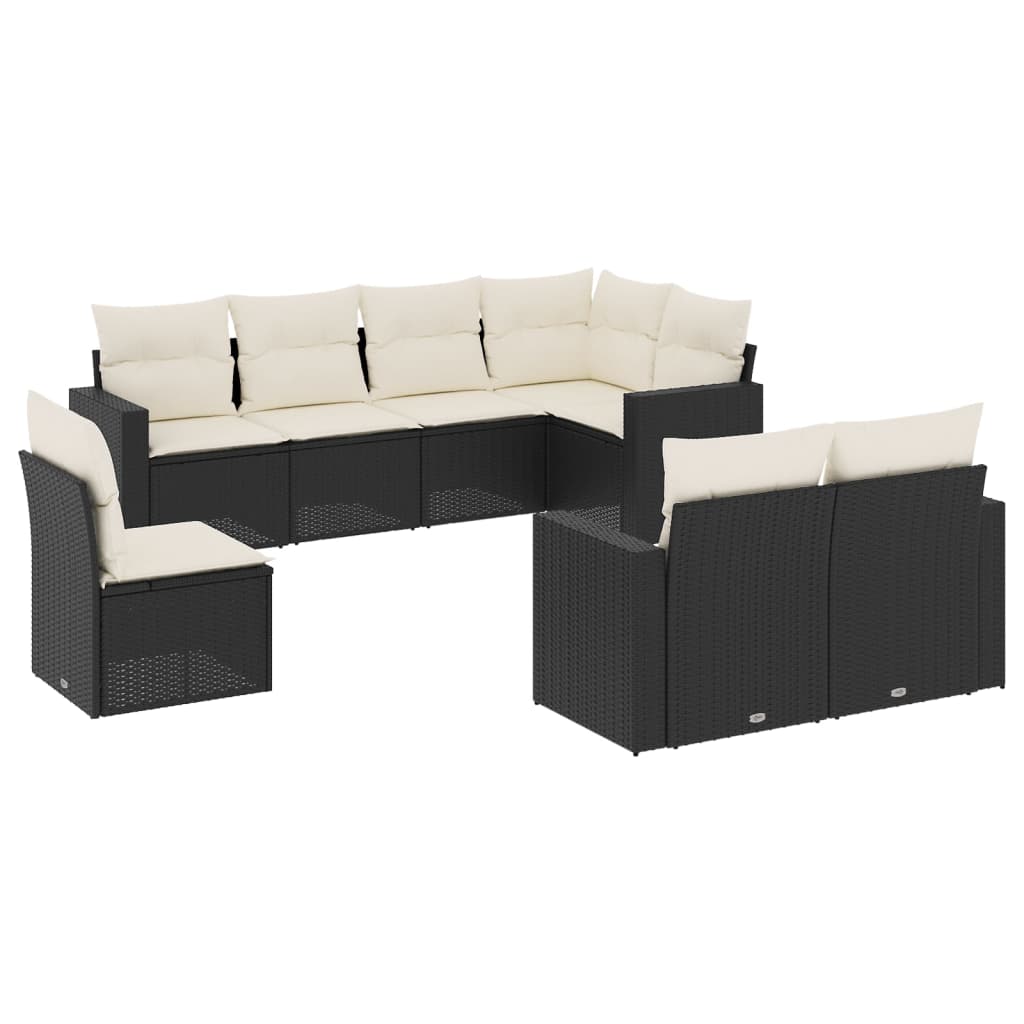 Set mobilier de grădină cu perne, 8 piese, negru, poliratan GartenMobel Dekor