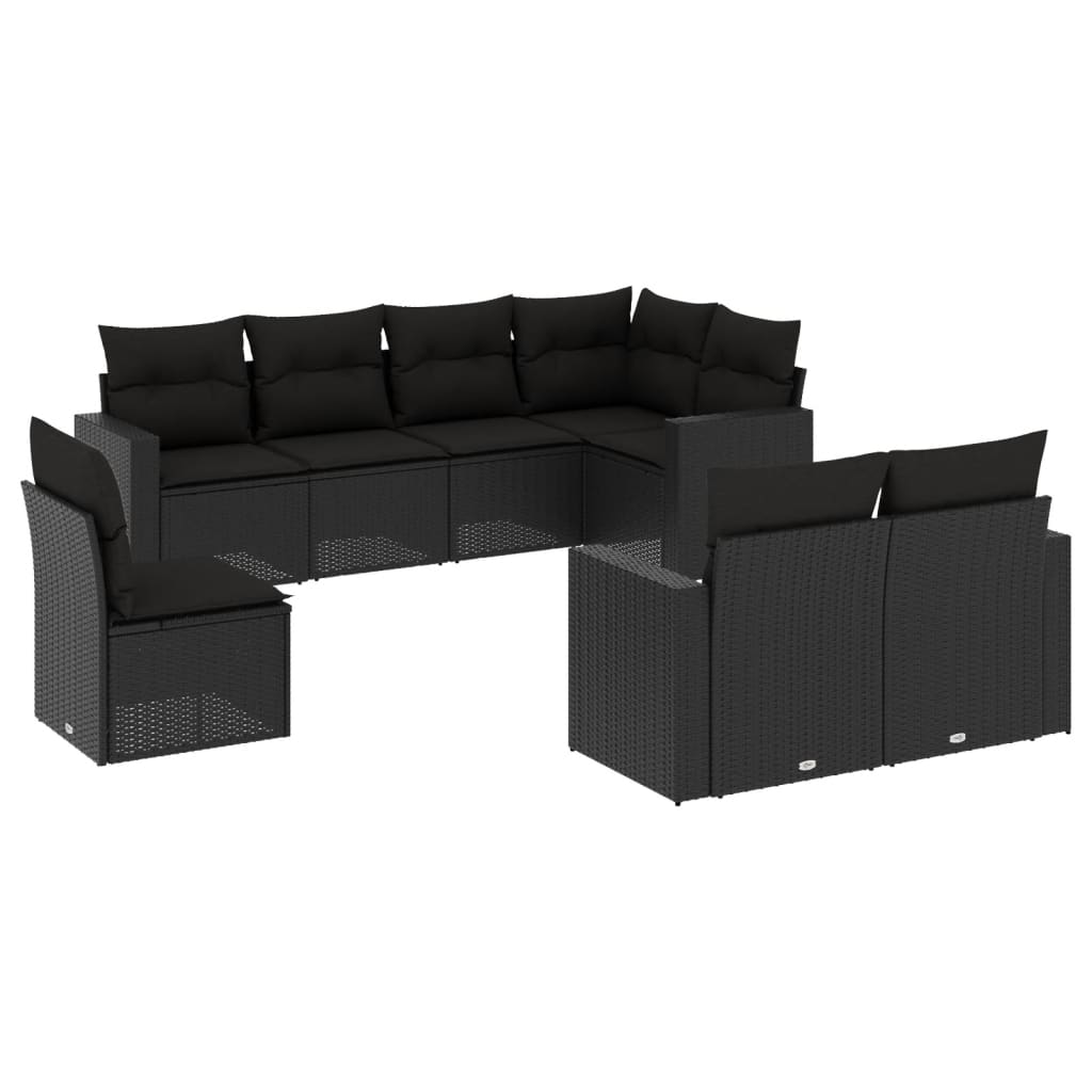 Set mobilier de grădină cu perne, 8 piese, negru, poliratan GartenMobel Dekor