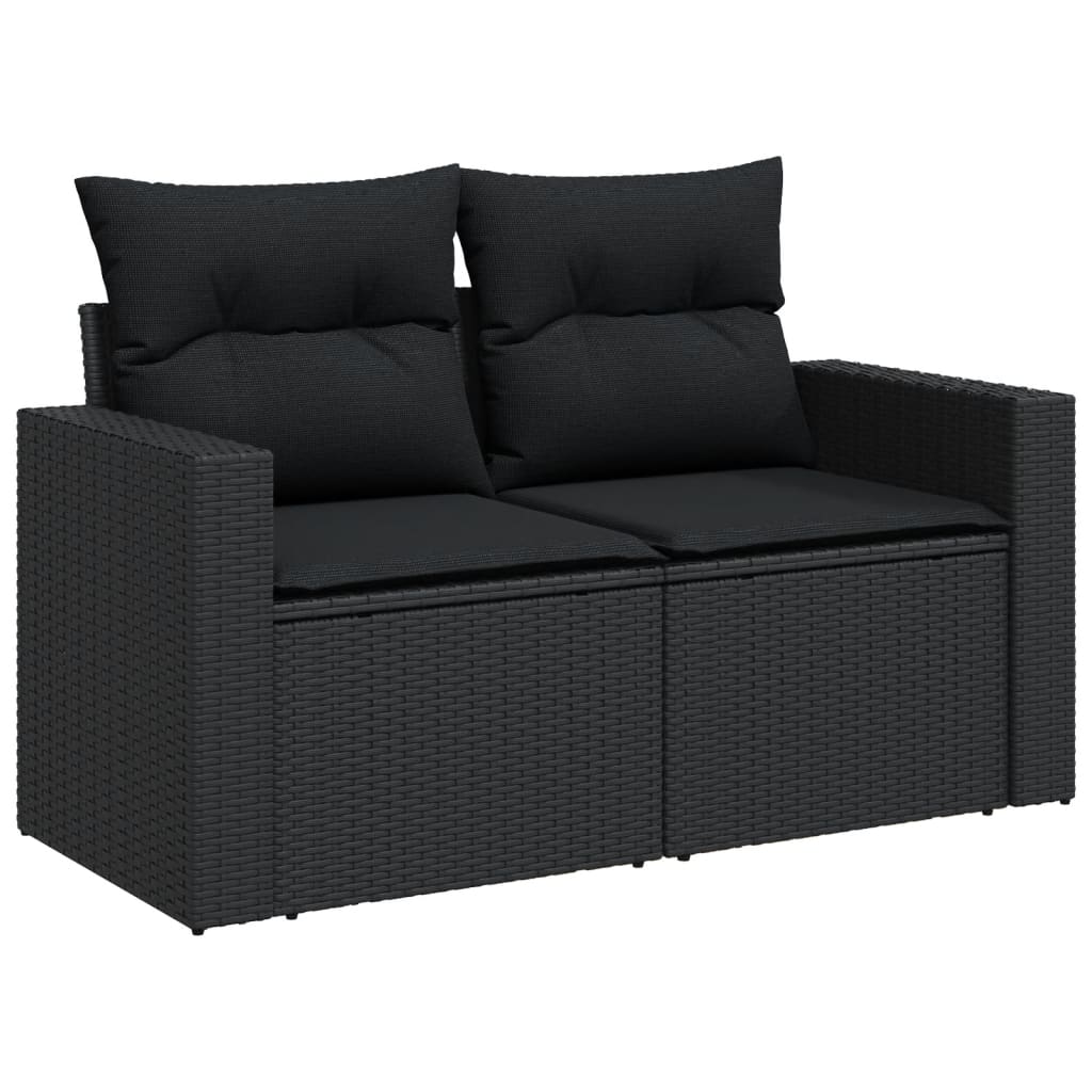 Set canapele de grădină cu perne, 10 piese, negru, poliratan GartenMobel Dekor