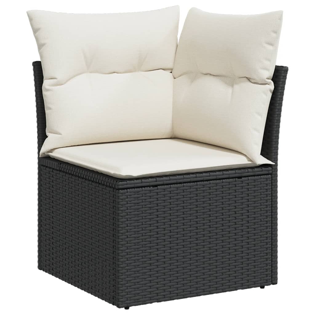 Set canapele de grădină cu perne, 11 piese, negru, poliratan GartenMobel Dekor