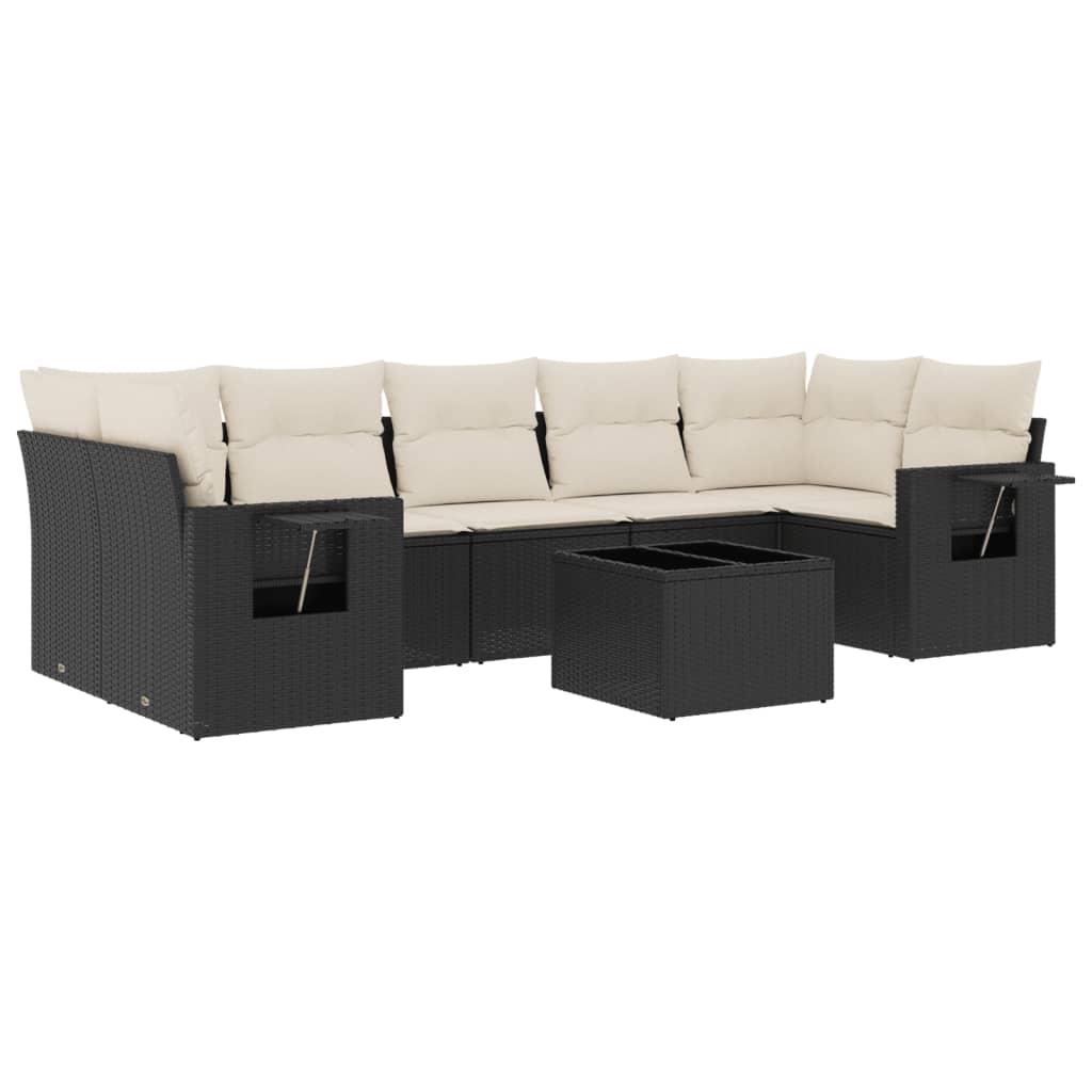 Set mobilier de grădină cu perne, 8 piese, negru, poliratan GartenMobel Dekor