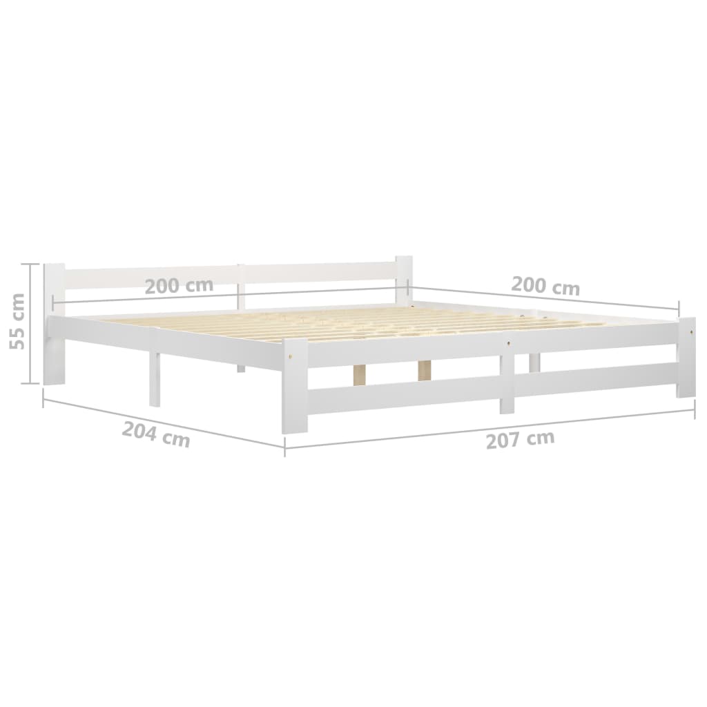 Cadru de pat, alb, 200 x 200 cm, lemn masiv de pin GartenMobel Dekor