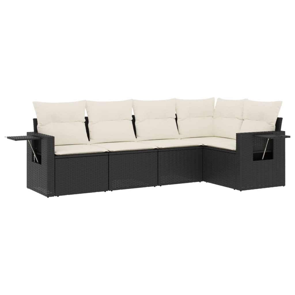 Set mobilier de grădină cu perne, 5 piese, negru, poliratan GartenMobel Dekor