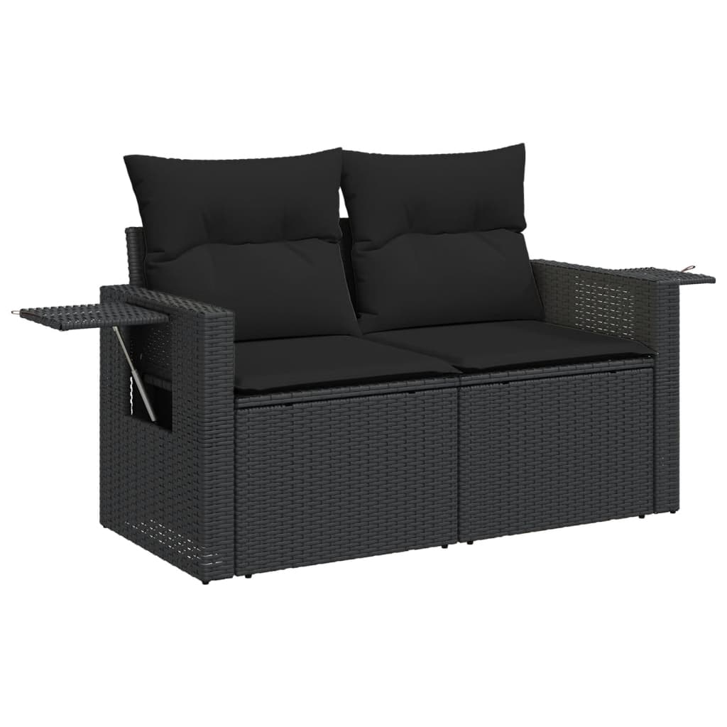 Set canapele de grădină cu perne, 7 piese, negru, poliratan GartenMobel Dekor