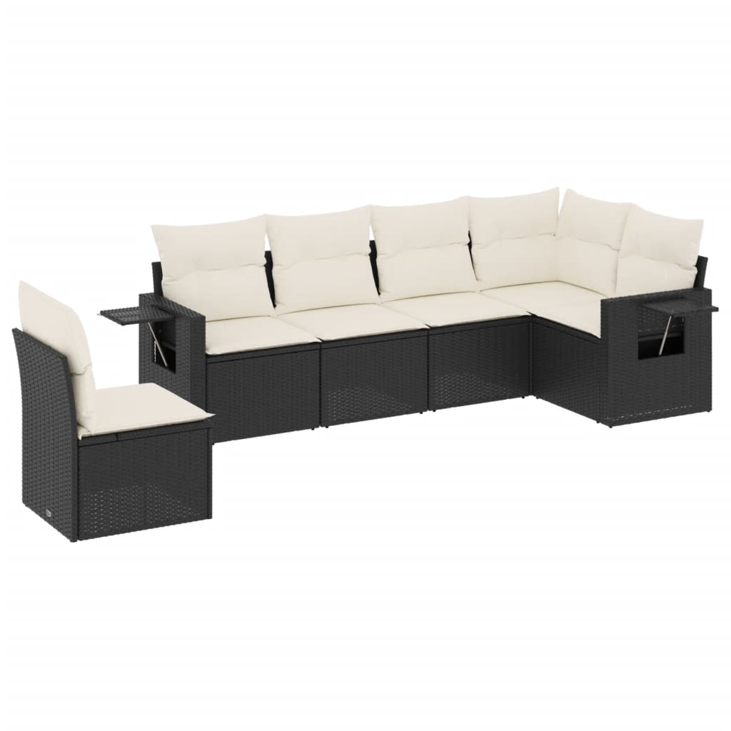 Set mobilier de grădină cu perne, 6 piese, negru, poliratan GartenMobel Dekor