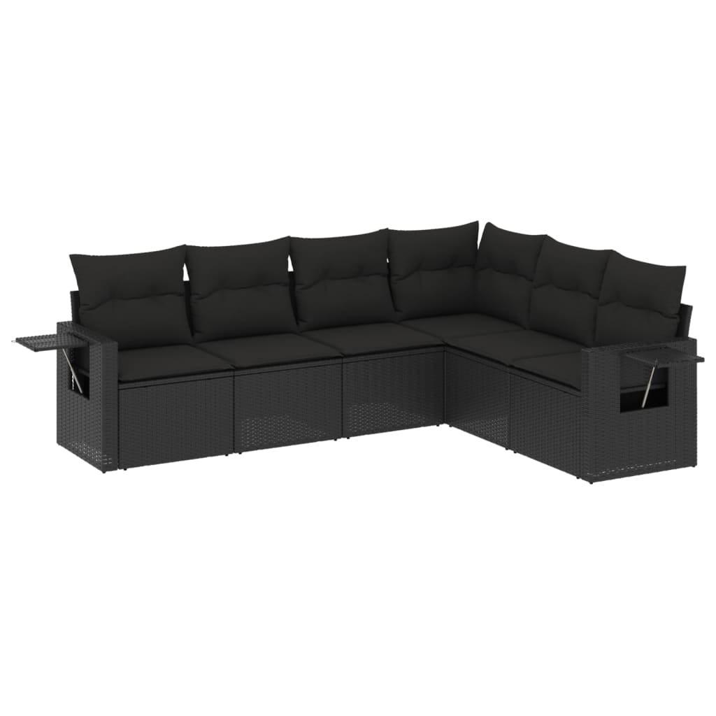 Set mobilier de grădină cu perne, 6 piese, negru, poliratan GartenMobel Dekor