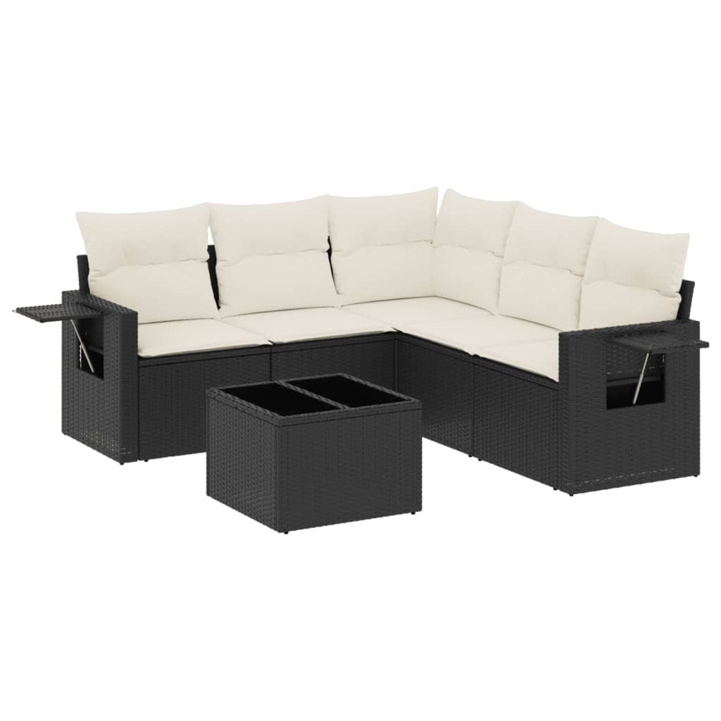 Set mobilier de grădină cu perne, 6 piese, negru, poliratan GartenMobel Dekor