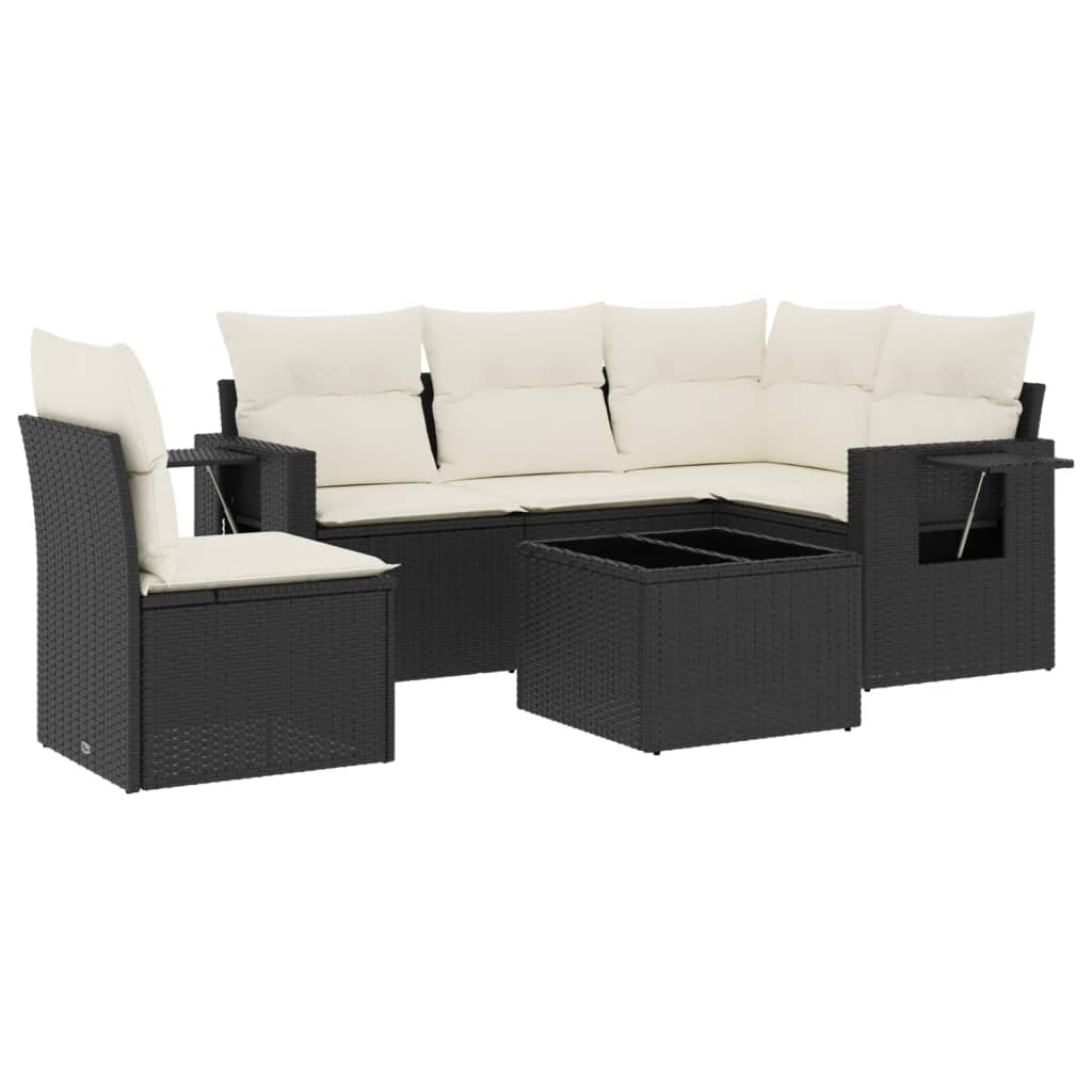 Set mobilier de grădină cu perne, 6 piese, negru, poliratan GartenMobel Dekor