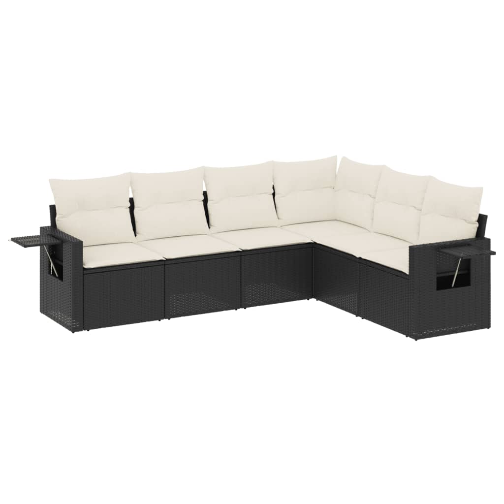 Set mobilier de grădină cu perne, 6 piese, negru, poliratan GartenMobel Dekor