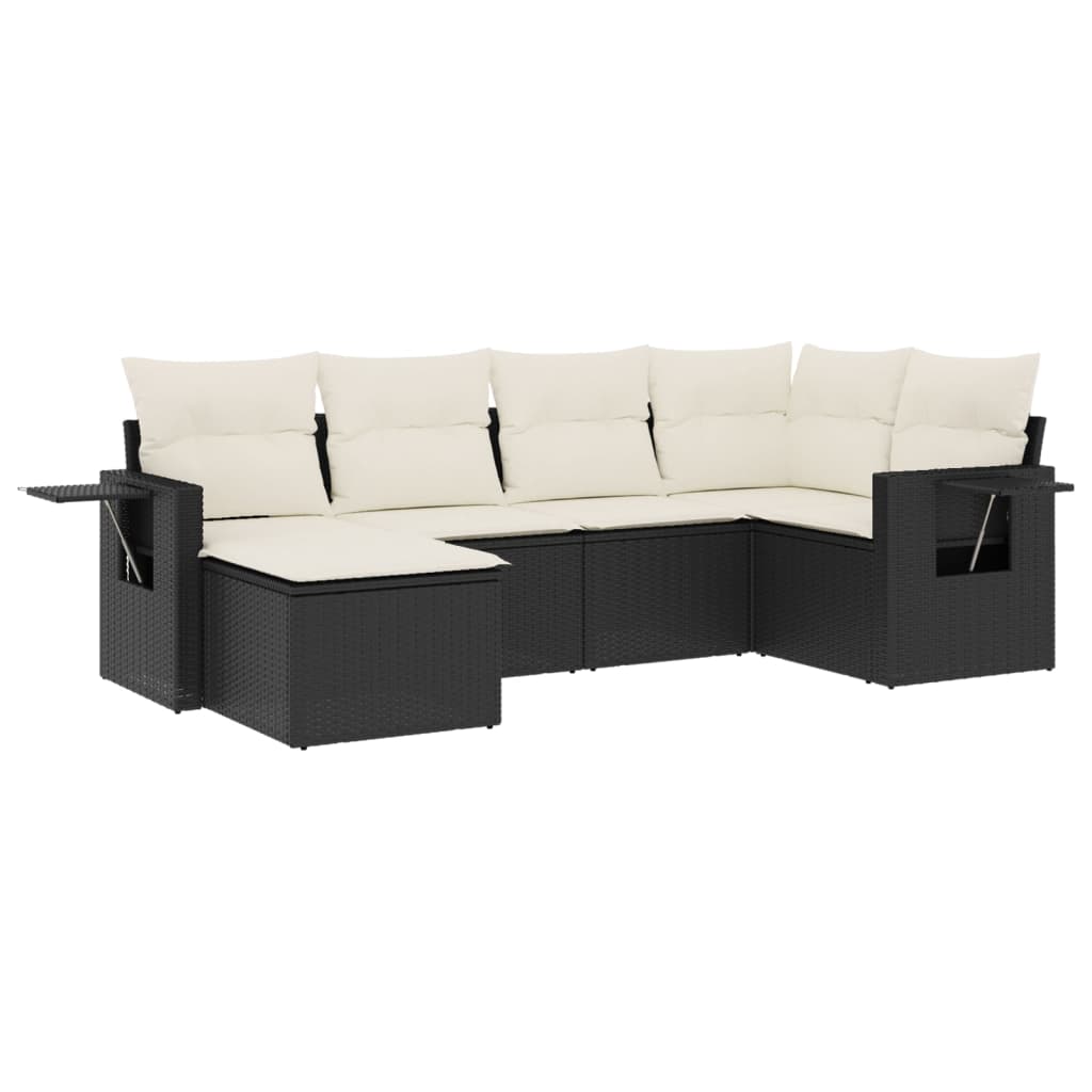 Set mobilier de grădină cu perne, 6 piese, negru, poliratan GartenMobel Dekor