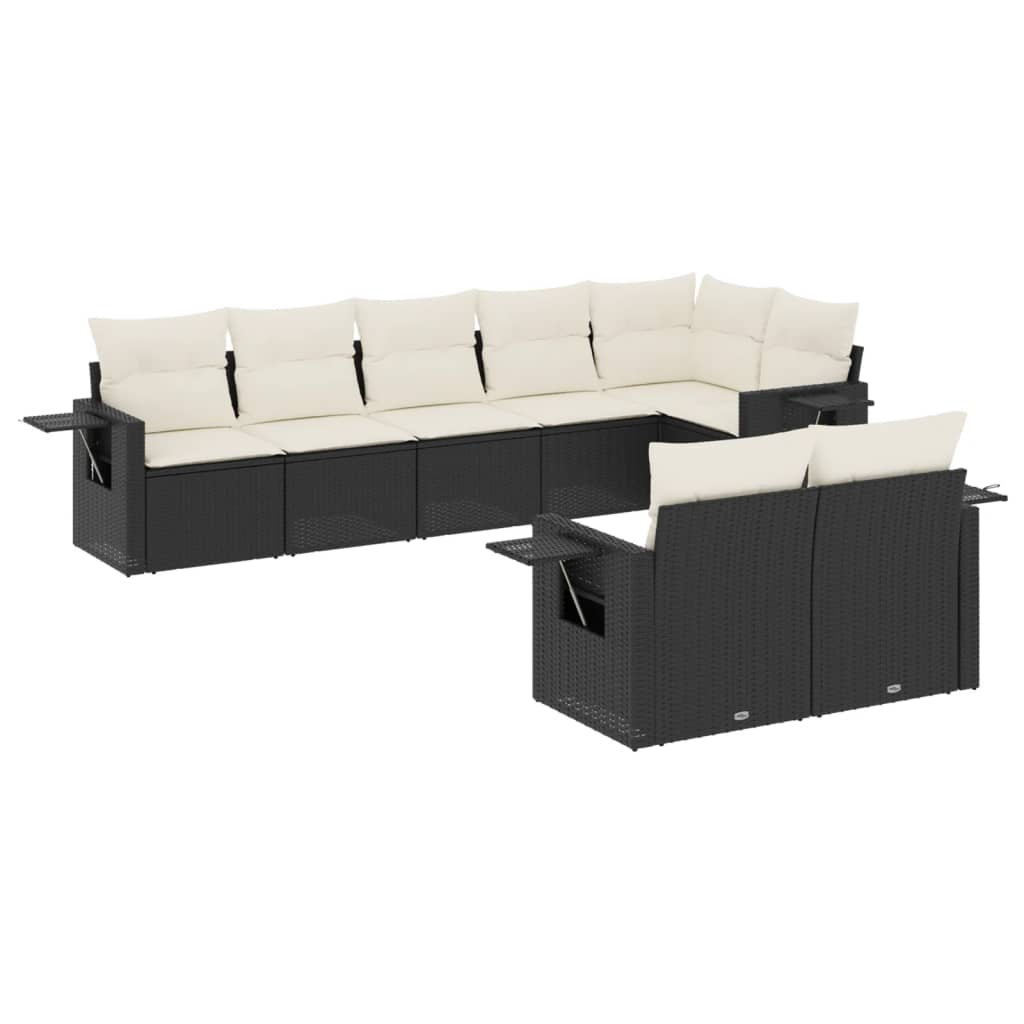 Set mobilier de grădină cu perne, 8 piese, negru, poliratan GartenMobel Dekor