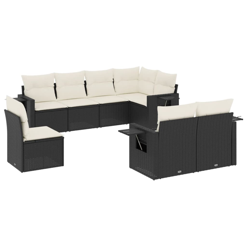 Set mobilier de grădină cu perne, 8 piese, negru, poliratan GartenMobel Dekor