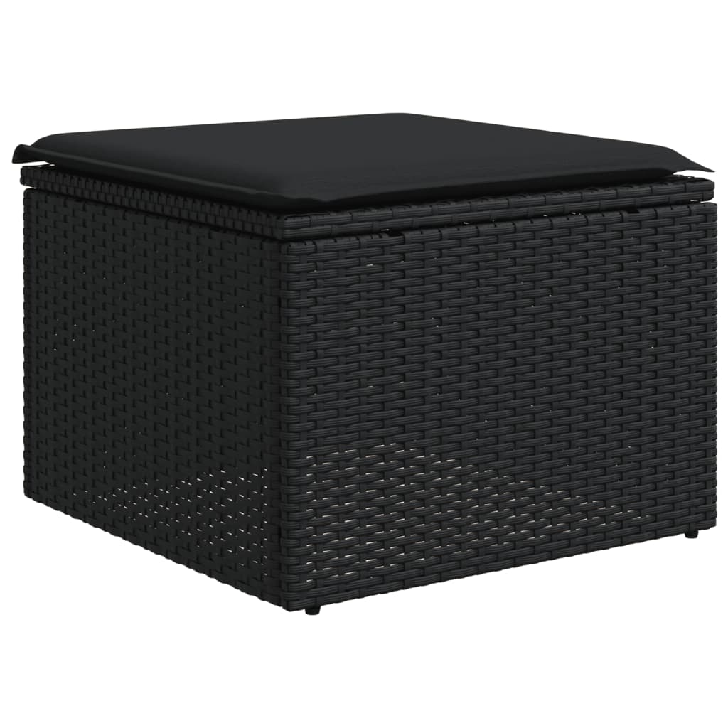 Set mobilier de grădină cu perne, 9 piese, negru, poliratan GartenMobel Dekor