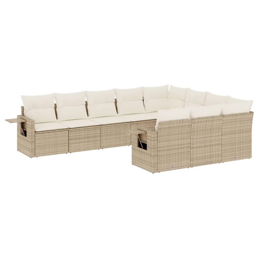 Set canapele de grădină cu perne, 10 piese, bej, poliratan GartenMobel Dekor