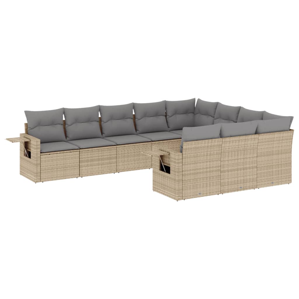 Set canapele de grădină cu perne, 10 piese, bej, poliratan GartenMobel Dekor