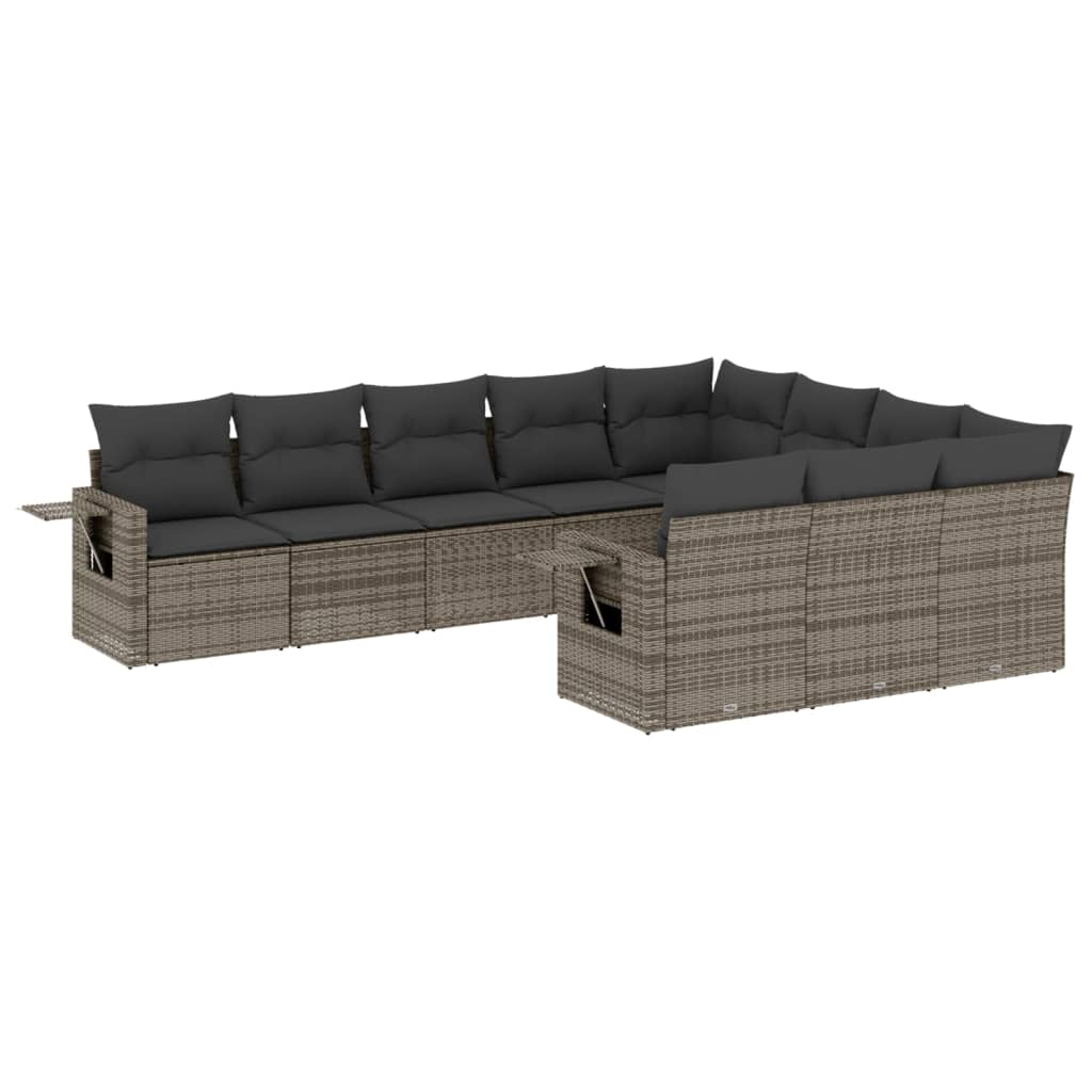 Set mobilier de grădină cu perne, 10 piese, gri, poliratan GartenMobel Dekor