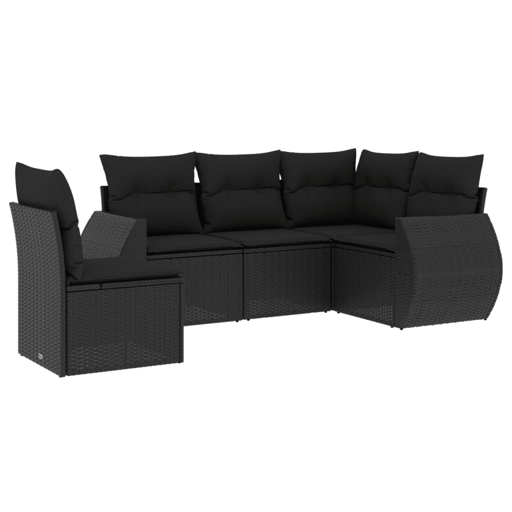 Set mobilier de grădină cu perne, 5 piese, negru, poliratan GartenMobel Dekor