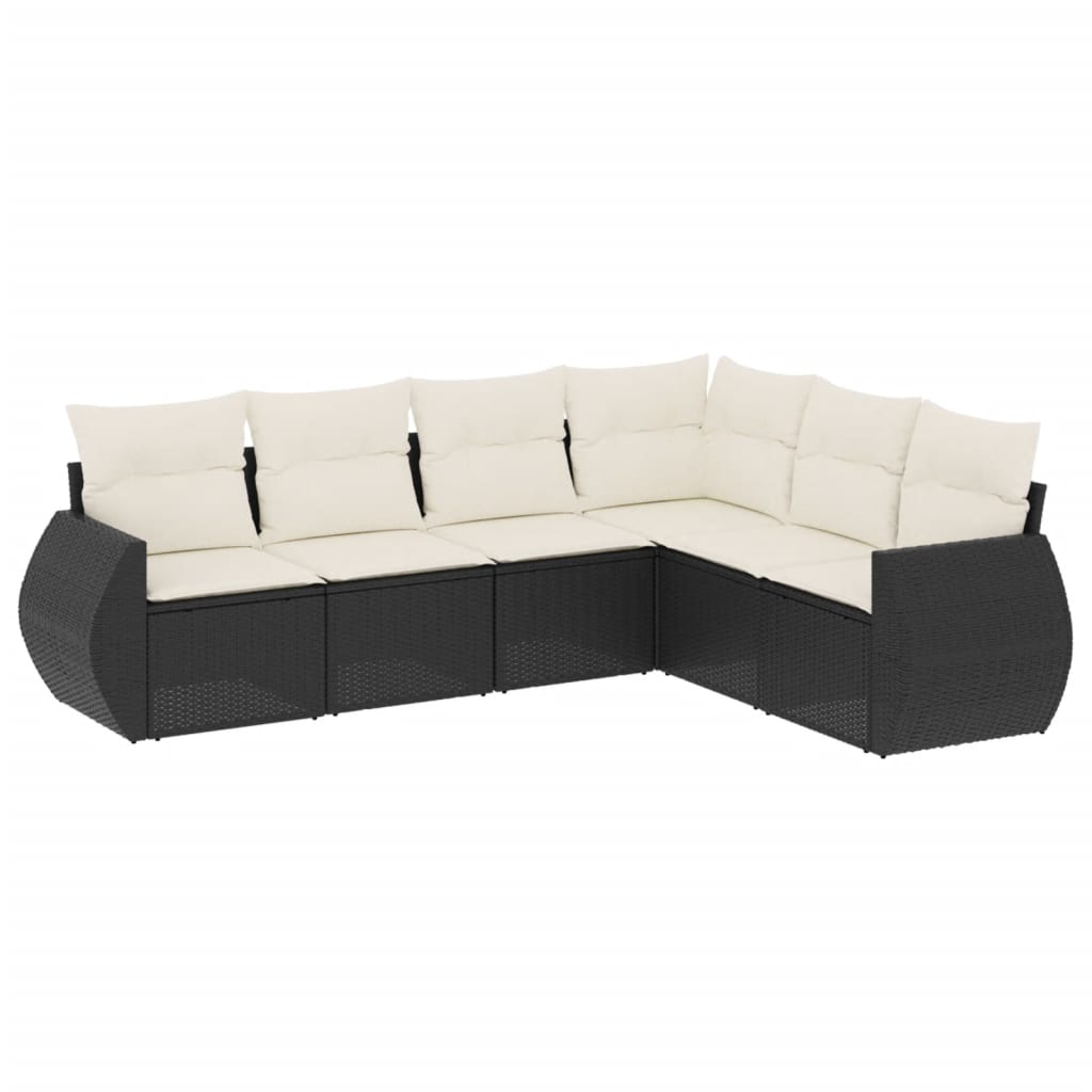 Set mobilier de grădină cu perne, 6 piese, negru, poliratan GartenMobel Dekor