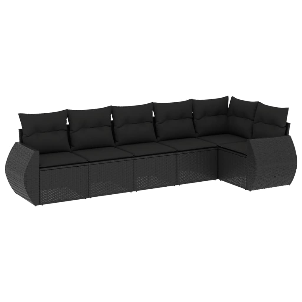 Set mobilier de grădină cu perne, 6 piese, negru, poliratan GartenMobel Dekor