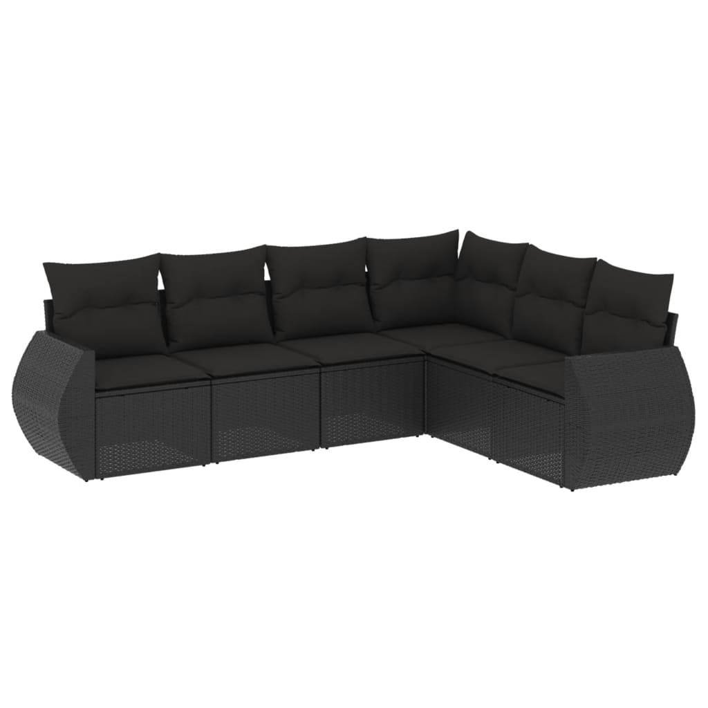 Set mobilier de grădină cu perne, 6 piese, negru, poliratan GartenMobel Dekor