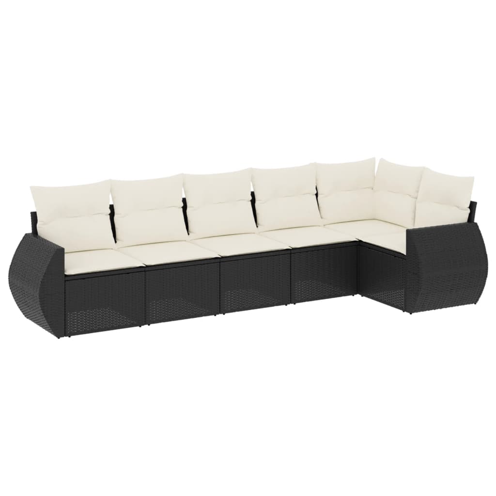 Set mobilier de grădină cu perne, 6 piese, negru, poliratan GartenMobel Dekor
