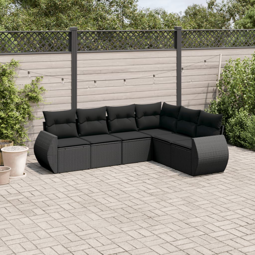 Set mobilier de grădină cu perne, 6 piese, negru, poliratan GartenMobel Dekor